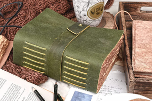 สมุดบันทึกหนังทำมือสไตล์เรสติก กระดาษขอบดิบแบบวินเทจ สมุดวาดเขียนสำหรับงานศิลปะและการเขียน - Product Image 6