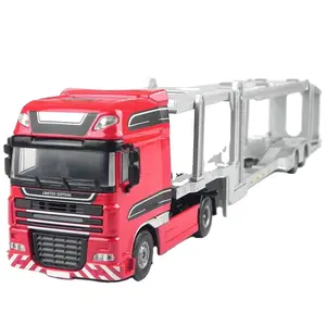 Wholesale 1 50 Diecast Construction Toy Super Transport Truck Model Toy Metal Window BOX Red Unisex No Battery 18pcs 3ctns/54pcs