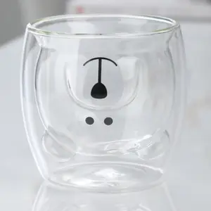 Creative Bear Top Seller Drinkware Glassware Dinking Glasses Espresso Tumbler Iced Coffee Cups Tea Mug Double Wall Glass Cup