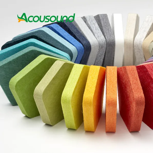 Panel Dinding Kedap Suara Dekoratif Dalam Ruangan 9/12Mm Pet Felt 100% Serat Poliester Panel Akustik untuk Ruang Prasetting