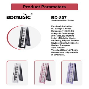 Piano numérique 88 touches, <span class=keywords><strong>clavier</strong></span> électronique avec microphone, fonction d'enseignement, 200 tons et rythmes pour débutants - Product Image 4