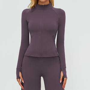 Cross-border vochtregulerende yogajack met lange mouwen, ritszakken, nauwsluitend, voor buitensporten, hardlopen, fitness, dameskleding - Product Image 5