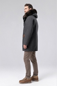 Vêtements d'extérieur à manches longues pour hommes <span class=keywords><strong>Manteau</strong></span> en <span class=keywords><strong>laine</strong></span> et fourrure de zibeline avec poches à capuche détachables <span class=keywords><strong>Manteau</strong></span> en fourrure de zibeline - Product Image 6