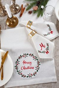 Serviettes en coton et lin à points festonnés, serviettes en tissu réutilisables de haute qualité, personnalisées pour Noël <span class=keywords><strong>LY</strong></span> - Product Image 4
