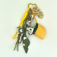 Article populaire : Breloque de sac en cuir tressé avec nœud oblong, porte-clés mignon avec ruban et foulard, fermoir cœur, pendentif fruit, fleur, étoile, sac à main en corde fait main