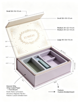 Boîte cadeau à couvercle magnétique avec support intérieur, en matériaux recyclés écologiques, impression quadricolore et décoration dorée