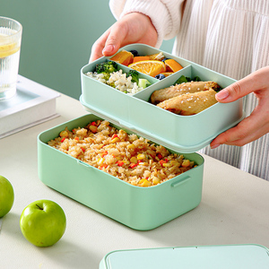 Boîte à lunch rectangulaire en fibre de bambou <span class=keywords><strong>Metka</strong></span> modèle 7809, écologique, brillante, 2 couches, sans BPA, étanche, capacité 1-3L, portable - Product Image 5
