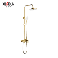Ensemble de robinetterie de douche thermostatique doré moderne, système de pluie mural, avec cartouche en laiton massif