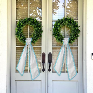 Ruban de décoration en coton monogrammé avec nœud mignon, nouveau ruban blanc vierge pour bouquet, décoration de porte pour Halloween et fêtes - Product Image 4