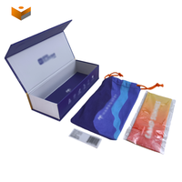 Coffret de luxe en carton pour lunettes avec couvercle rabattable, personnalisable avec logo, pour lunettes de soleil, avec pochette et chiffon de nettoyage