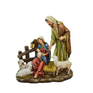 Kerstversiering Miniatuur Mini 13 Inch Hars Heilige Familie Standbeeld Ornamenten