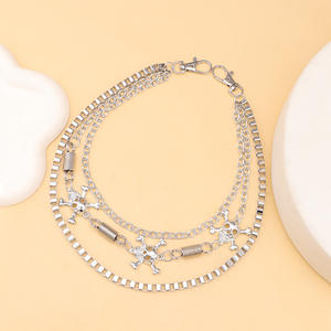 Cadena de cintura esqueleto multicapa de metal, estilo hip hop punk, unisex, cadena corporal de moda, plata tibetana blanca K - Product Image 3
