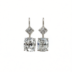 Orecchini E2776 in Oro Bianco con Diamanti Taglio Cushion Colore D Naturali Certificati GIA Gioielli Classici da Donna per Matrimonio - Product Image 1