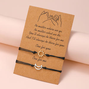 Ensemble 2 pièces Bracelet Femme Lune et Étoile Couple Bracelet Longue <span class=keywords><strong>Distance</strong></span> Touch Love Bracelet en or Bracelet Meilleur Ami Pour Couple et Sœur - Product Image 3