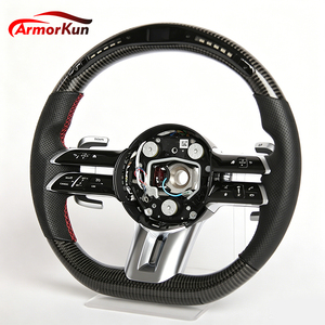Volant de course en fibre de carbone avec LED et 3 branches en cuir pour modèles <span class=keywords><strong>Mercedes</strong></span>-Benz W205/W213/W177/W166/C43/C63/E63/CLS/<span class=keywords><strong>GLE</strong></span> - Product Image 1