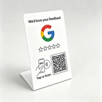 Carte NFC 213 Mini Tag en forme de L avec code QR, panneau de table RFID 13,56 MHz pour paiement et avis Google, avec fonctionnalité Google Reviews NFC