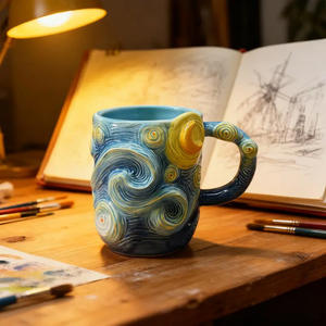 Nouveauté en vente chaude, tasse à café en résine avec des motifs d'étoiles de <span class=keywords><strong>Van</strong></span> <span class=keywords><strong>Gogh</strong></span>, décorations de bureau à domicile, cadeaux de vacances - Product Image 2
