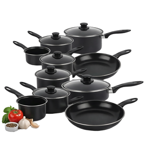 Juego de Ollas y Sartenes Antiadherentes de Aluminio al por Mayor, 7 Piezas, con Utensilios y Tapas de Vidrio, Utensilios de Cocina para Regalo de Inauguración de Casa - Product Image 1