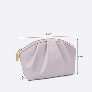 Pleated Gift Cosmetic Bag Gold-Tone Zipper Satin Beauty Bag Quality Guarantee Custom Luxury Travel Cosmetic Pouch Polyester - Product Image 2