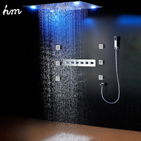 Plafonnier thermostatique SUS304, grand pommeau de douche Led avec pluie et Jet latéral, salle de bain, vente en gros,