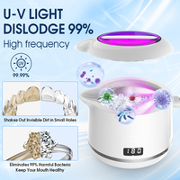 Nettoyeur ultrasonique 180 ml 42 kHz avec UVC pour prothèses dentaires, aligneurs, gouttières et bijoux, boîte de voyage dentaire portable