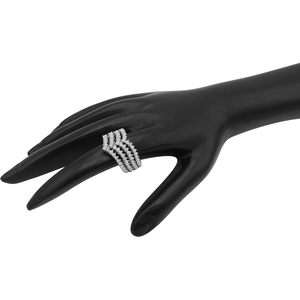 Natural White Diamond Multi Row Band <b>Ring</b> 925 Sterling <b>Silver</b> Round Cut <b>Statement</b> <b>Ring</b> For Women Size 10 - Product Image 3