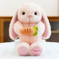 Nouvelle Peluche Super Douce Lapin Carotte Joyeux, Dessin Animé Réaliste, en Coton PP, Anti-Stress, Brodé, Verni UV, pour Pâques