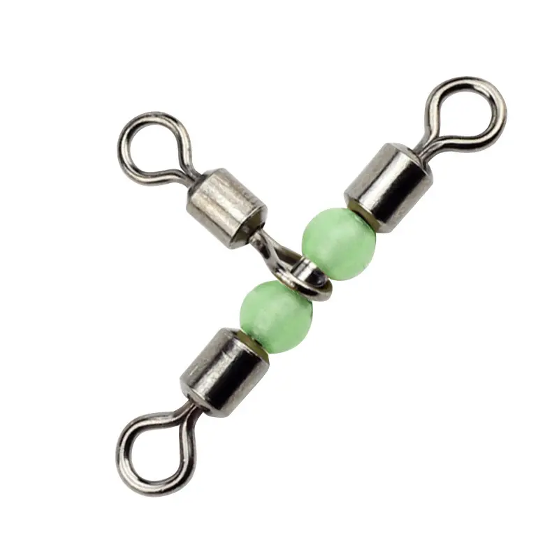 3 Way Swivels,Fishing Heavy Duty Cross Line Three Way Swivels,Fishing luminousTriple T Shape Barrel Rolling Swivels Pear Beads