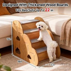 Wooden Pet Stairs For Small Dogs Anti Slip Step <b>Ladder</b> With Non Skid Surface For Indoor Use - Product Image 4