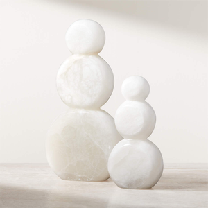 LANDIVIEW Sala de estar Muebles de piedra Regalo de Navidad Vacaciones Muñeco de nieve Alabastro blanco Accesorios de piedra - Product Image 2
