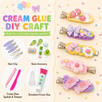 Kit Créatif DIY pour la Fabrication de Pinces à Cheveux, Ensemble d'Artisanat avec Colle Crème Decoden et Breloques en Résine, Jouet de Motricité Fine pour Enfants Filles