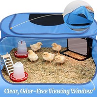 Boîte d'élevage pour poussins avec fenêtre transparente, kit pop-up respirant et chaud avec tapis imperméable, sac de rangement carré pour intérieur