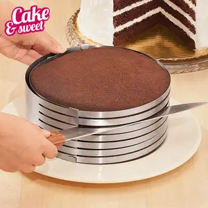 Wholesale high level layered cut different size stainless steel making baking adjustable round cake mold
