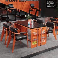Ensemble de bar en bois massif personnalisable de style industriel avec structure métallique pour restaurant occidental