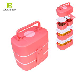 Boîte à bento portable étanche avec 4 compartiments, conteneur à déjeuner empilable en plastique/PP, boîte à déjeuner pour adultes, enfants, enfants - Product Image 4