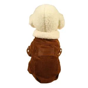 Chaqueta de perro multicolor de fábrica, ropa para perros, ropa para mascotas pequeñas, trajes de pana para mascotas, lindo abrigo de dibujos animados de otoño e invierno