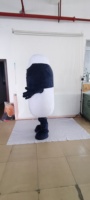 Costumes de mascotte en peluche personnalisés pour adultes avec des couleurs bleu foncé et blanc et logo gratuit