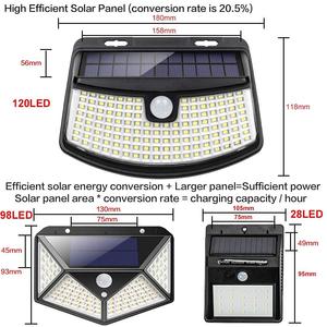 Solar Lights 120 LED with Lights Reflector 270 Degree Wide Angle IP65 Waterproof Security Lights for Front <strong>Door</strong> Yard Garage - Product Image 3