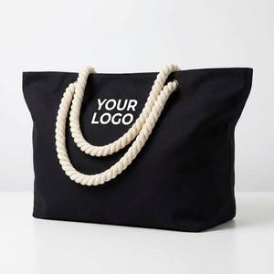 Custom Embroidered Beach Tote Luxury Striped Canvas Rope Bag Oversized Seaside Holiday <strong>Pack</strong> Large Personalised Cotton <strong>Sack</strong> - Product Image 1