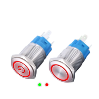 HXSchip Interrupteur à bouton-poussoir métallique 16MM, non verrouillable, à réinitialisation automatique, type pression, démarrage lumineux, étanche IP65, indicateur de puissance 12V 12A