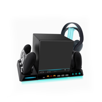 Dudukan Pengisi Daya Kipas Pendingin untuk Mesin Steam, Gantungan Headset dengan Lampu Ambient untuk Tempat Penyimpanan Kontroler Steam