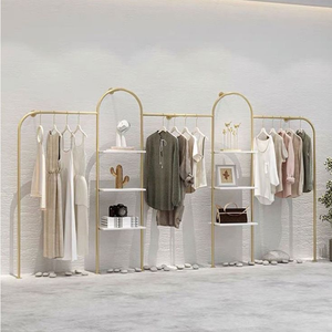 Đồ Nội Thất Cửa Hàng Vàng Hiển Thị Giá Quần Áo Thương Mại Treo Hàng May Mặc Đứng Kệ Quần Áo Cửa Hàng Tường Đơn Vị Cho Bán Lẻ Hiển Thị - Product Image 2