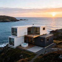 Maison préfabriquée de luxe sur mesure, villa modulaire à 2 étages avec terrasse, cuisine, design moderne pour hôtel et entrepôt