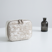 Pochette de maquillage portable en velours de coton écologique vintage avec logo personnalisé, fermeture éclair, pour la promotion, étui de toilette