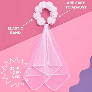 Corona Floreale con Velo per Sposa, Accessorio per Addio al Nubilato, Servizio Fotografico, Matrimonio e Festa Nuziale - Product Image 5