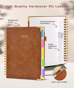 Custom Printed A5 A6 <b>A4</b> No Ink Bleeding Hard Soft Leather Journal Planner PU Spiral Notebook <b>Diary</b> with logo for Students - Product Image 6