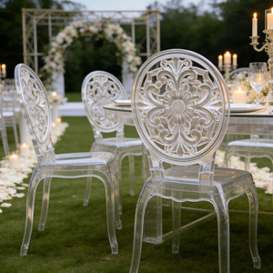 Chaise de jardin extérieure légère et résistante aux intempéries avec grand motif floral en relief et cadre en polycarbonate transparent - Product Image 1