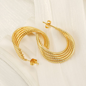 ZOGXIN Gold Hoop Earrings Geometric U-Shaped 18K Stainless Steel Party Jewelry - Product Image 4