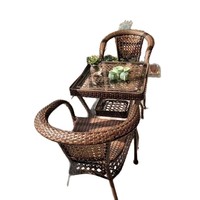 Ensemble de chaises et table de thé en rotin pour cour et balcon, design moderne, pour extérieur et patio