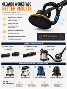 <span class=keywords><strong>Lijadora</strong></span> Eléctrica para Paneles de Yeso de 550W con Mango Telescópico, Sistema de Lijado Orbital Aleatorio para Paredes, Techos y Acabados de Superficies - Product Image 6